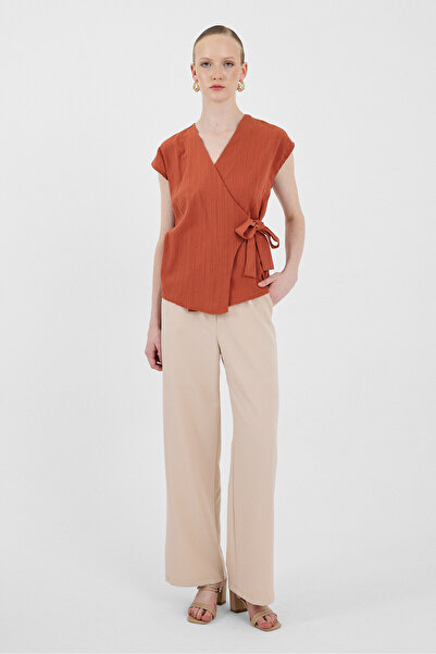 Rays Πλακάκι με διπλό γιακά με λεπτομέρεια δέσιμο μπλούζα 8025A