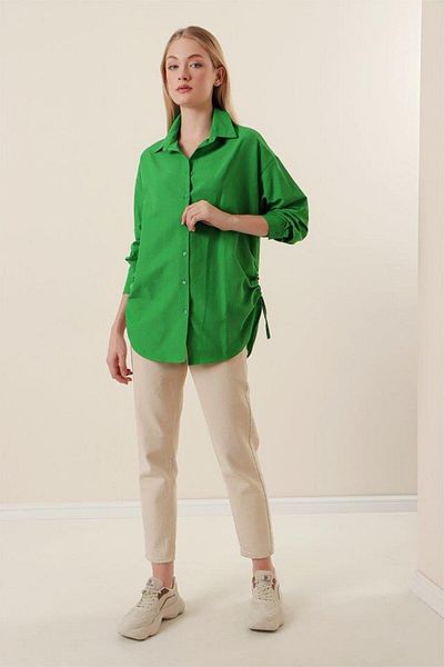 modamtn 20132 Oversize Shirt with Drawstring - Green