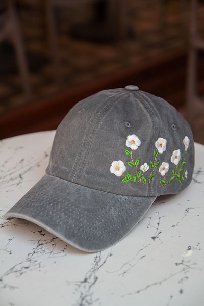 CAP BROS Morning Glory Ivy Flower Embroidered Vintage Cap Hat