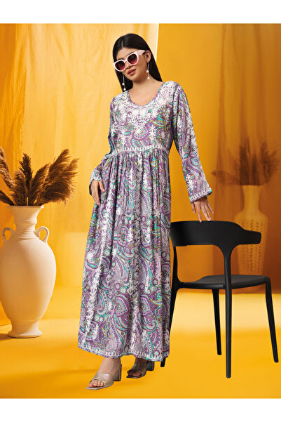 alaya Hand Embroidered Lucknowi Chikankari Printed Mulmul Cotton Jalabiya-AL3936