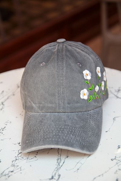 CAP BROS Morning Glory Ivy Flower Embroidered Vintage Cap Hat