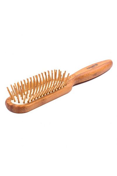 Keller Bamboo rectangular hairbrush with hornbeam wooden bristles