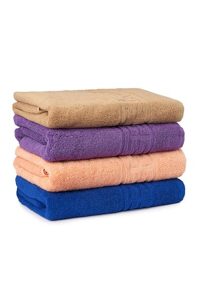 OEM Set of 4 Towels - 50x90 cm - Brown/Purple/Peach/Blue - 100% Cotton