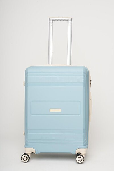 Travel POLO Orta Boy Kırılmaz Valiz Bebe Mavi Krem 1017