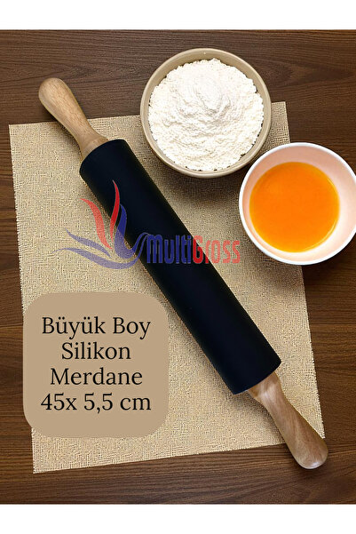 Multiamo Bambu Saplı Silikon Gövdeli Merdane-Büyük Boy (45 X 5,5 X 25 CM) Siyah
