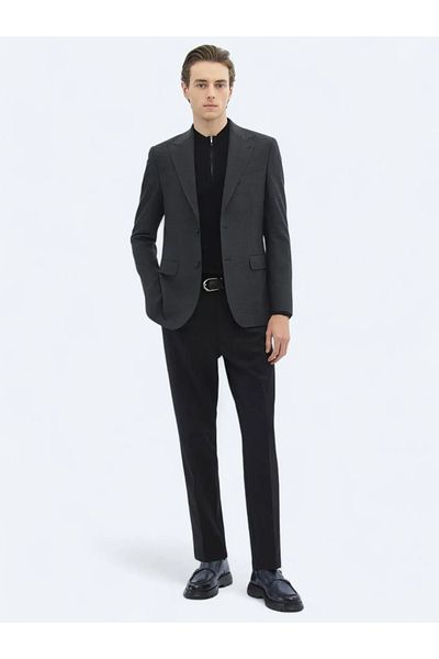 Kip Anthracite Patterned Modern Fit Eco-Friendly Jacket