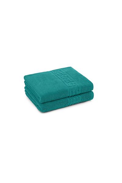 E EFRALL Set 3 bath towels 70 x 140, 550g, hotel-style, Greek design - green
