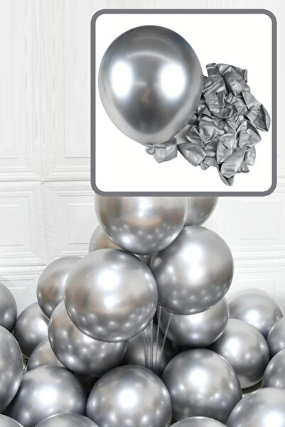 cici magnet www.cicimagnet.com بالون معدني فضي رمادي 10 قطع مقاس 12 بوصة