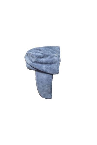 E EFRALL Hair Drying Towel with Button, Soft and Fluffy, 63 x 25 cm, Blue - Concept E EFRALL