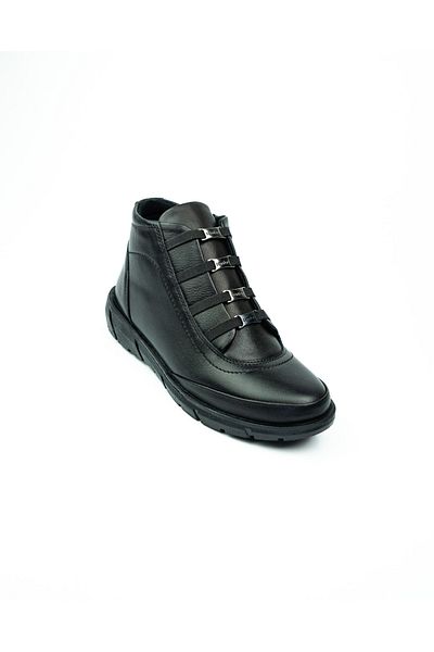 Voyager Z396 Black Leather Elastic Women's Boots