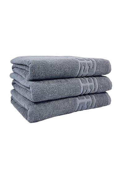 E EFRALL Set 3 face towels 50x90cm, 550g, hotel grade, Greek model - gray