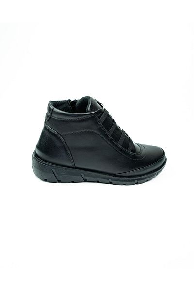 Voyager Z396 Black Leather Elastic Women's Boots