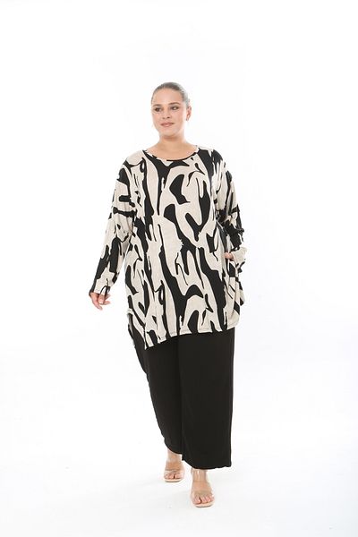 MODA LİZZA Women's Lycra Viscose Fabric Large Size Tunic One Size Bust Size 150 cm