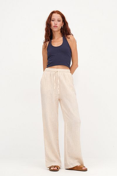 Addax Striped Wide Leg Trousers Pn5471