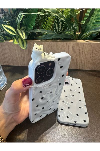 TRENDY KILIF Compatible with iPhone (16 Pro) Compatible 3D Kitten Case