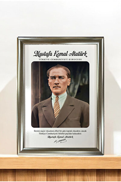 AND Mustafa Kemal Atatürk Portre – MDF Üzerine UV Baskı Çerçeveli Tablo Sanatsal Modern Duvar Dekoru