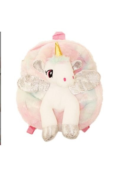 E EFRALL Kindergarten Backpack for Kids 2-5 Years, Plush, Unicorn Model, White