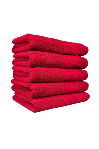 E EFRALL Set 6 prosoape de baie 70 x 140, 550g, hotelier, model greek - rosu