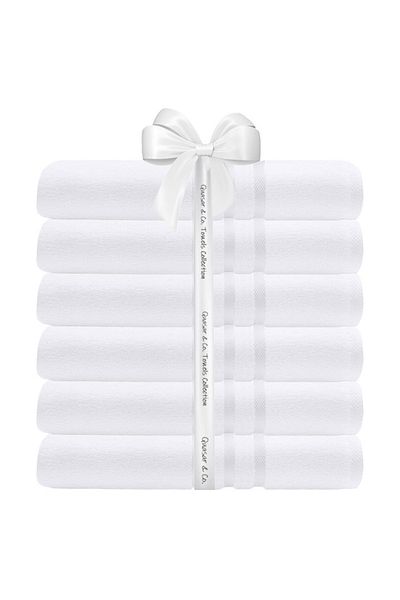 Quasar & Co. Set 6 Bath Towels Quasar & Co., 100% Cotton, 450 gsm, 50 x 90 cm, White