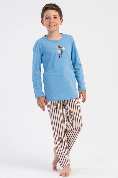 VİENETTA Cotton Boy's Long Sleeve Pajama Set (7/8-13/14), 503075