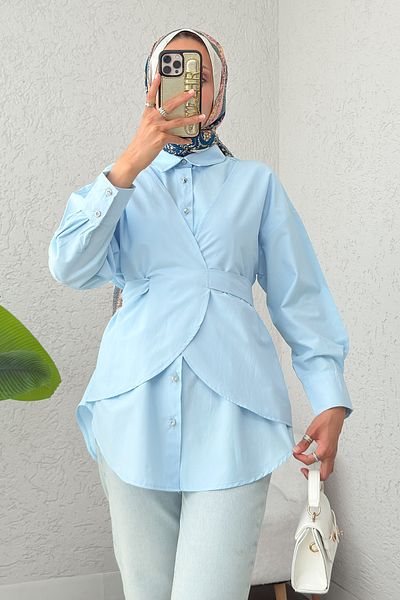 Salih Çelebi Crossed Tunic 2379 - Baby Blue