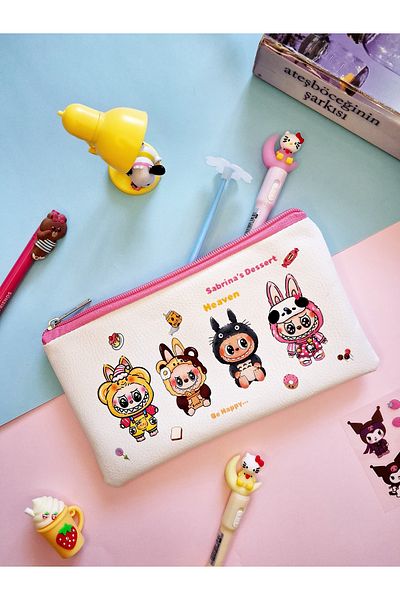 şengül takı evi Cute Labubu Monster Monster Pen Holder Pencil Case