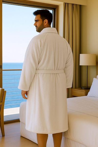 LaraLisa Collection Textured Bamboo Combed Cotton Yarn Battal Size Unisex Bathrobe Excellent Quality Remains Soft for Many Years