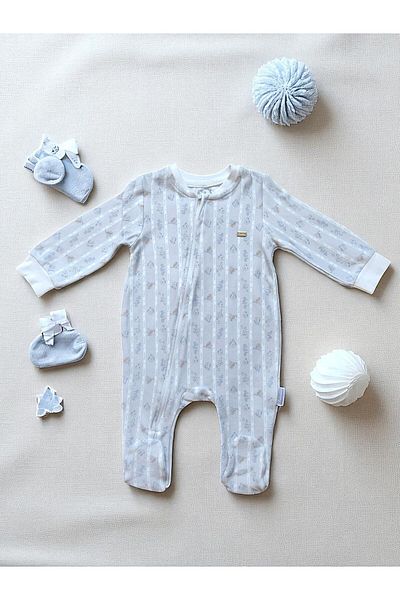 Babydola Baby Zippered Combed Cotton 100% Cotton Footed Jumpsuit