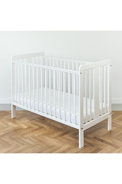 OEM Wooden baby crib, adjustable mattress height, Star Baby White 120x60 cm