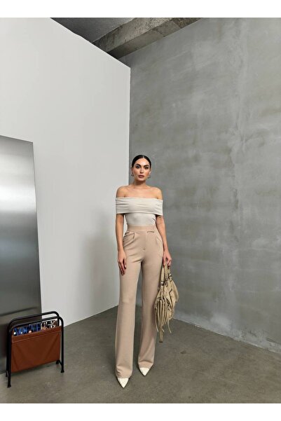 Lila Moda Γυναικείο Velcro ψηλόμεσο ισχυρό κολάν φαρδύ πόδι παντελόνι palazzo