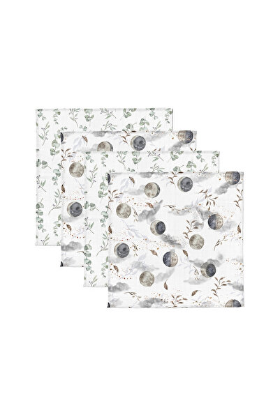 Babysteps by Urban Haul Set 4 Museline din bumbac si bambus, Scutec multifunctional Eucaliptus + Moonlight, 30 x 30 cm