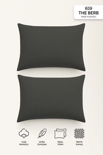The Berb |   Set of 2 Combed Cotton Pillowcases |   100% Cotton |   50 X 70 cm |   Zippered