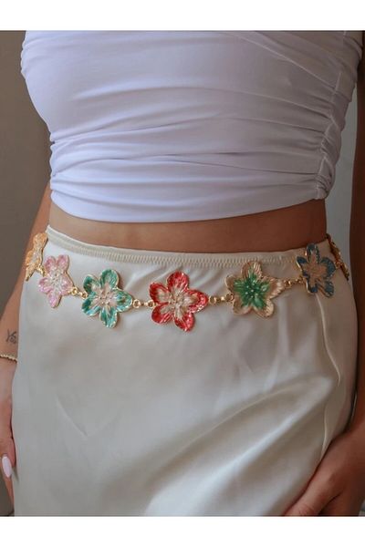 Reorah Collection Colorful Lotus Flower Belt