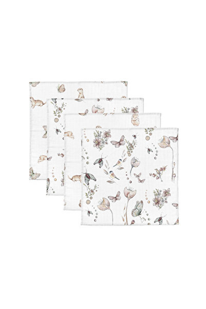 Babysteps by Urban Haul Set 4 Museline din bumbac si bambus, Scutec multifunctional Dreamland Nature, 30 x 30 cm