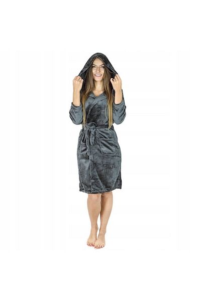 Onesies Warm Bathrobe with Hood Plus, Gray, Size XL