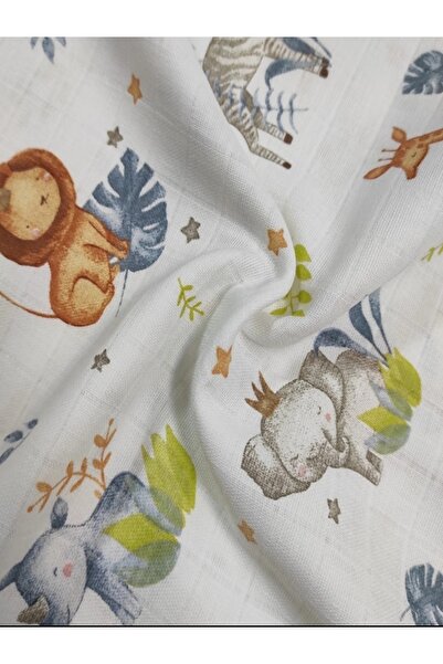 miço kids Cute Animal Patterned Muslin Baby Blanket – 80X90 – Cotton – Multi-Purpose Use