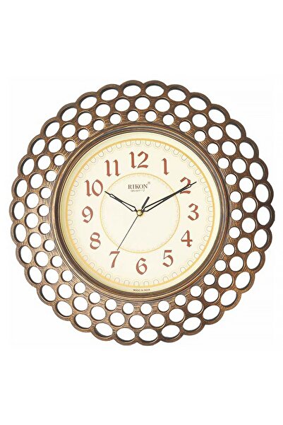 SDX Market RIKON RK-18 Wall Clock, Round, Antique Gold, 42 cm