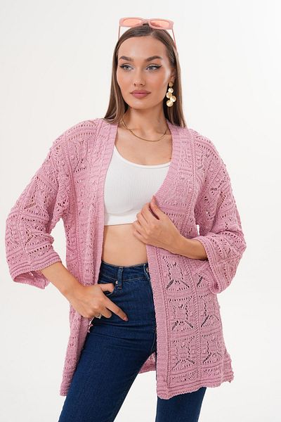 ŞİMAL Women's Open Front Patterned Knitwear Knitted Cardigan 255220 -