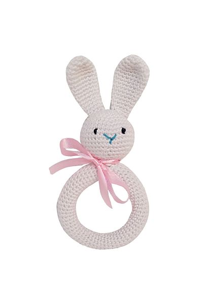 PIKKABOO - Handmade Crocheted Bunny Teether - White