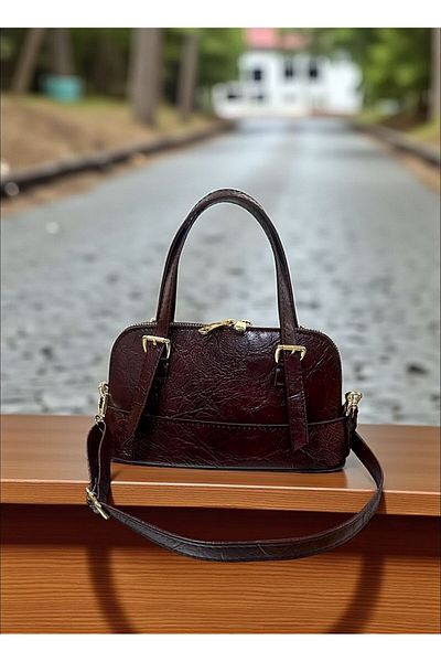 LEATHEROO Women's Burgundy Casco Leather Baguette Bag with Zipper and Strap