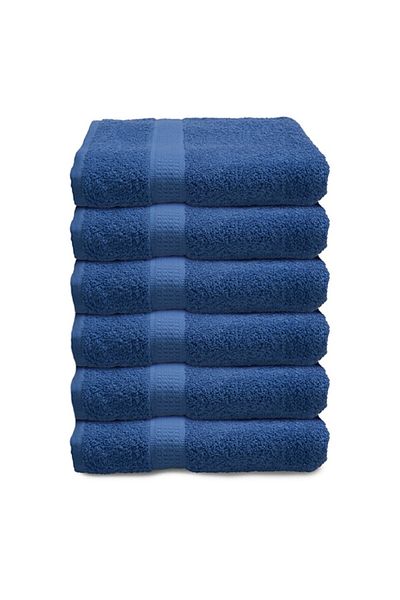 OEMN Set 6 Cotton Towels Vitality Pur, Blue, 73 x 130 cm