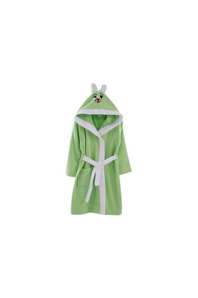 E EFRALL Children's Bathrobe with Hood, Adjustable Belt, and Pocket 11-12 Years - Green