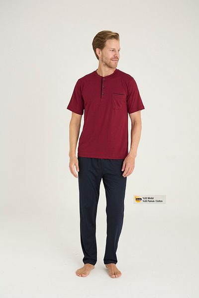 KLY Super Battal Midi Collar Short Sleeve Modal Fabric Pajamas Suit