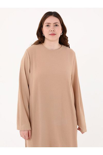 ALİA Aerobin Basic Tunic&Pants Plus Size Double Set - Camel -