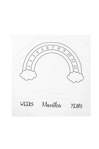 Mixbo Milestone Blanket for Baby Growth Documentation Mixbo, 100 x 100 cm, Rainbow, White/Black