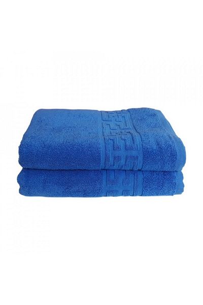 DeNikos Set 2 Thick and Fluffy Towels, Cotton, Greek Pattern, Blue, Denikos®