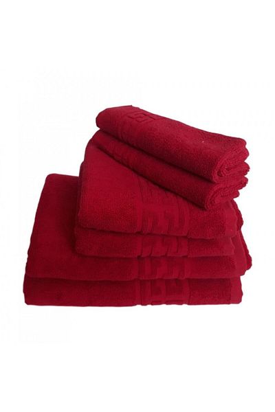 OEM Set 6 Towels, Red, 834-PR, 100% Cotton, Greek Border, 70x140 cm, 50x90 cm, 30x50 cm
