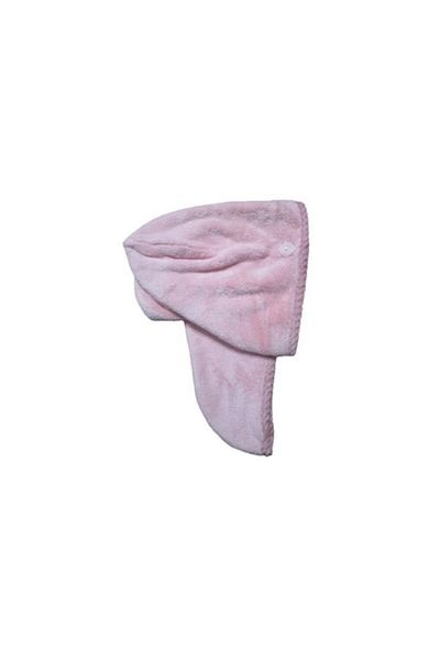 E EFRALL Hair Drying Towel with Button, Soft and Plush, 63 x 25 cm, Pink - Concept E Efrall