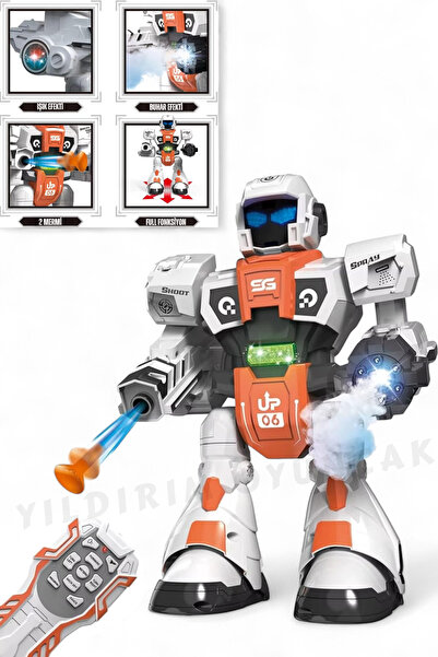YILDIRIM OYUNCAK Buhar Atan Uzaktan Kumandalı Savaşçı Robot Sesli Işıklı Müzi...