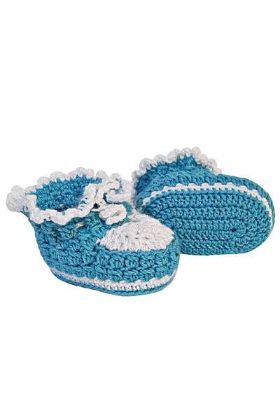 PIKKABOO - LittleFeet Handmade Crocheted Baby Booties - Blue